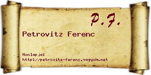 Petrovitz Ferenc névjegykártya