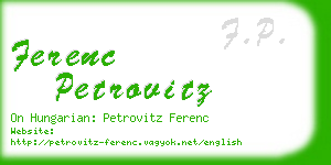 ferenc petrovitz business card